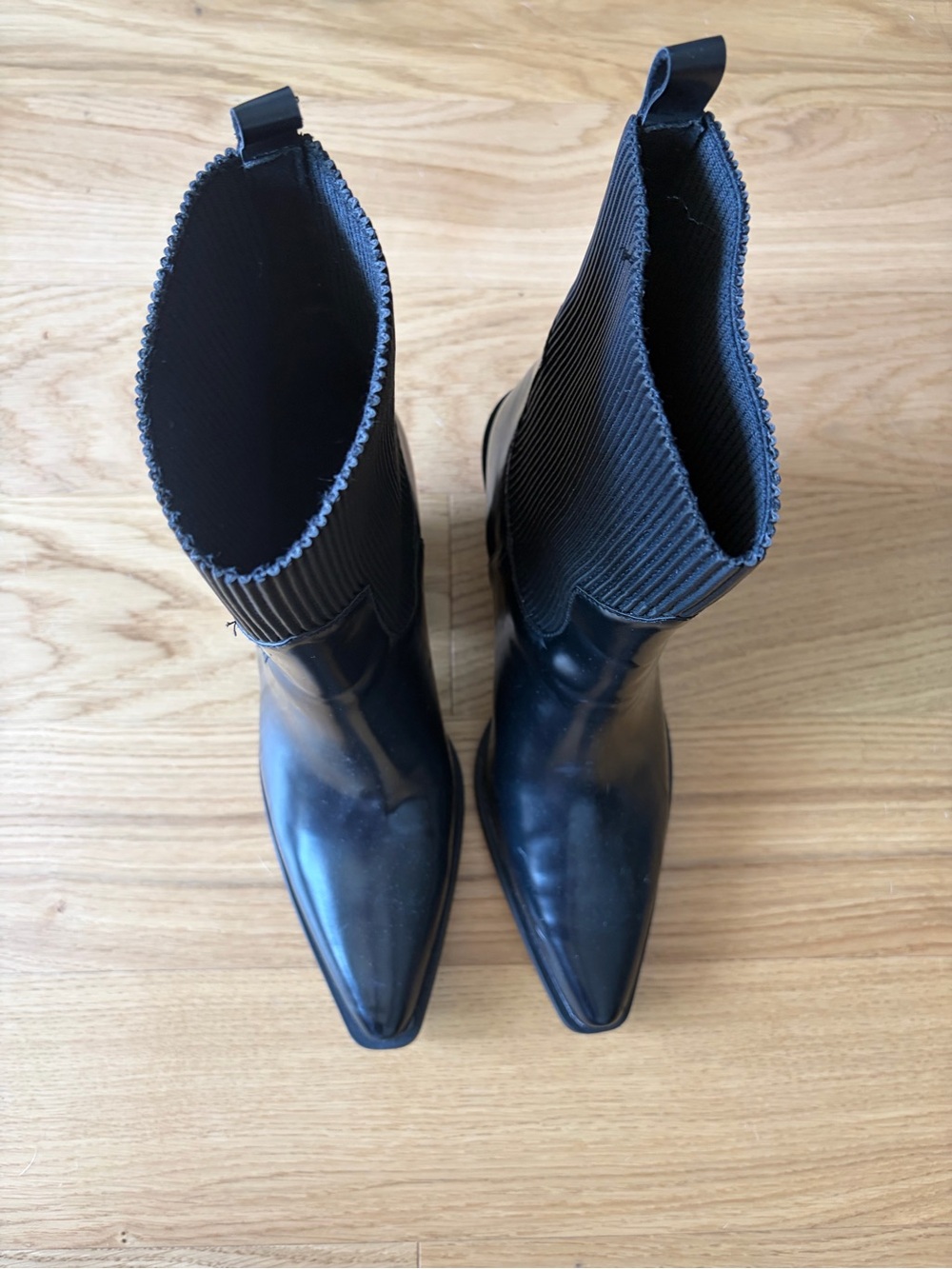 Black Pointed Toe Block Heel Pumps